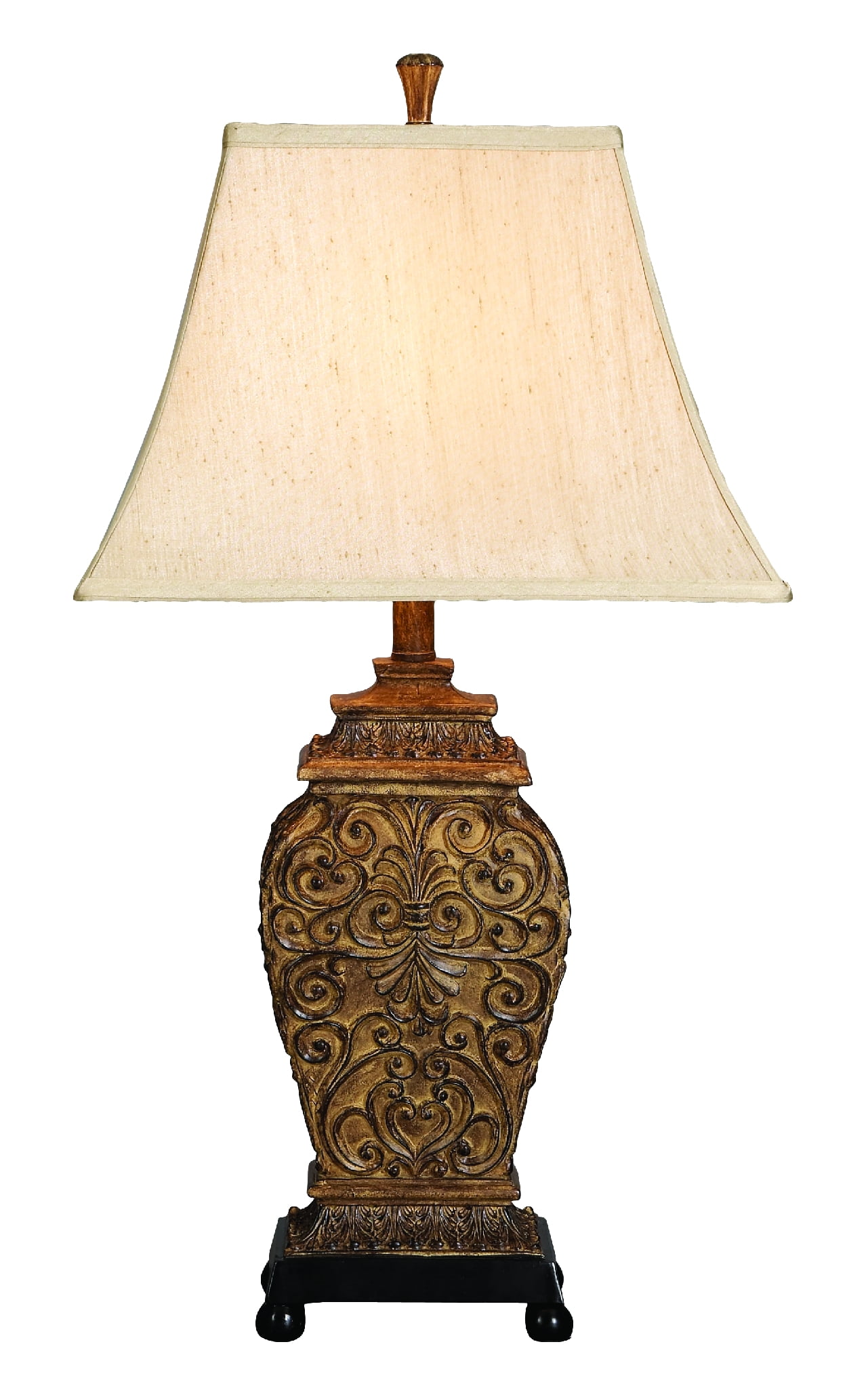 Decmode Traditional 30 Inch Carved Polystone Table Lamps, Bronze Set