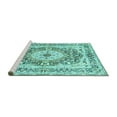 thumbnail image 2 of Ahgly Company Machine Washable Indoor Rectangle Medallion Turquoise Blue Traditional Area Rugs, 3' x 5', 2 of 4
