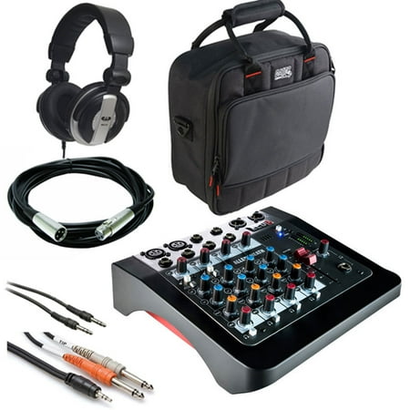 - Allen & Heath ZED-6 6 Input Compact Analog Mixer + Gator Cases G-MIXERBAG + Headphone + XLR Mic Cable + Instrument Cable & Stereo Cable