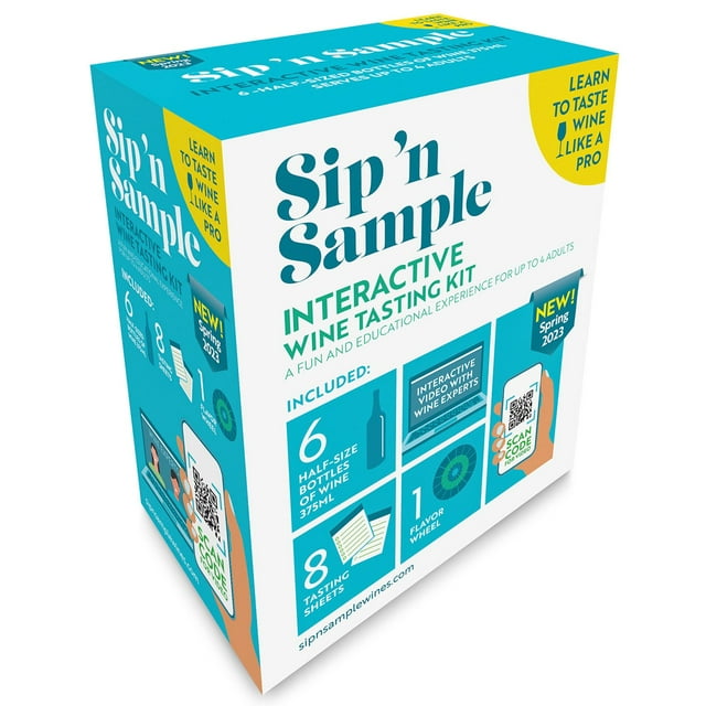Sip 'n Sample Interactive Wine Tasting Kit, 375 ml bottle, 6 pk.