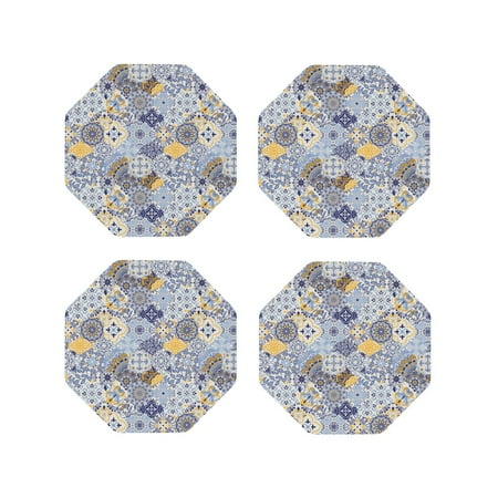 

Matuu Colorful Mandalas for Cup Coasters Set of 4 Leather Coasters Desk Coasters for Office Measures 4” x 4”-Octagon