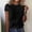 Black, variant on Women's Floral Lace Short-Sleeve Blouse, Scalloped Neckline Casual Top, Breathable Lined Lace T-Shirt, 5 Colors Sizes S-5XL
