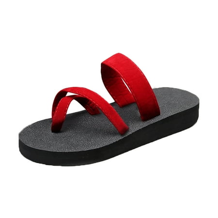 

womens beach shoes Women s Fashion Wedge Cross Flip Flops Ladies Slip On Beach Slippers Shoes Flock Red