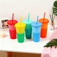 thumbnail image 2 of Shoreew Color Changing Plastic Tumbler with Straw 24oz Reusable Cold Water Cup Leak-Proof Stackable Drinkware for Indoor Outdoor Use, 2 of 7