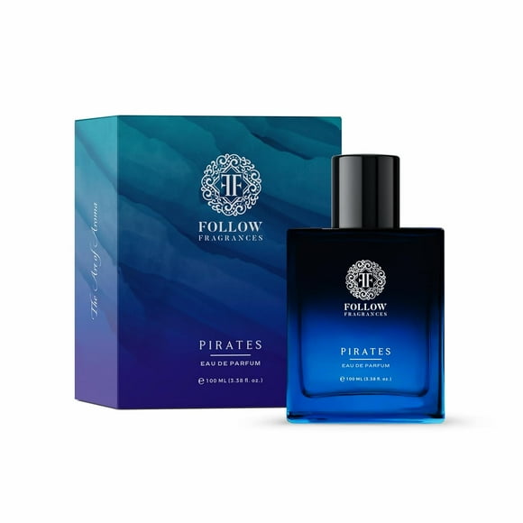 Follow Fragrances Pirates Eau De Parfum For Men 100ml, 3.4 Fl.oz. | Long Lasting Perfume For Boys - With Mandarin, Lavender, Clary Sage & Patchouli Notes | Perfect Gift For Husband, Boyfriend