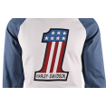 thumbnail image 4 of Harley-Davidson T-Shirt Homme Bleu #1 Race Raglan Graphique Manches Longues (S28), 4 of 8