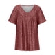 thumbnail image 5 of ICHUANYI ClearanceWomen Plus Size Short Sleeves V-Neck Print Blouse Pullover Tops Short Sleeve Blouses(Red, M) ICHUANYI WER20232080500338, 5 of 8