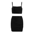 thumbnail image 4 of DHFJKG Skirt Sets For Women Summer 2 Piece Outfits Spaghetti Strap Camisole Crop Top High Rise Ruched Mini Skirts Going Out Trendy Outfit, 4 of 5