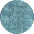 thumbnail image 1 of Ahgly Company Indoor Round Abstract Light Blue Modern Area Rugs, 3' Round, 1 of 4