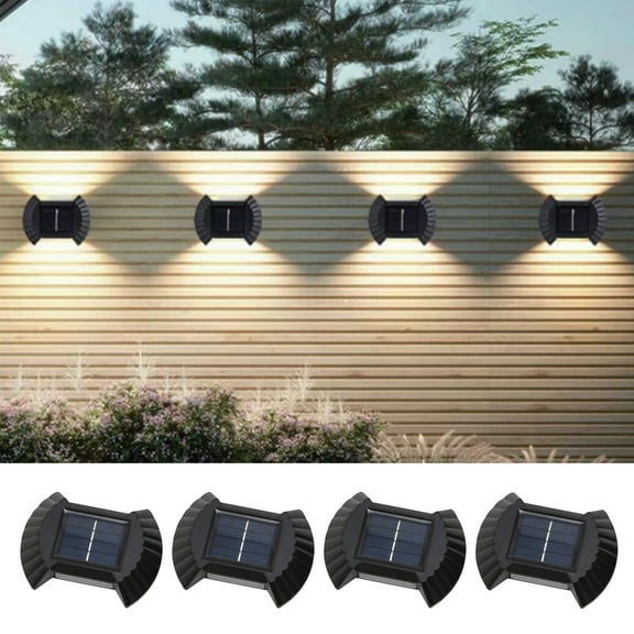 Chamoist Solar Wall Lights Outdoor Waterproof,Solar Wall Lights Decorative,Solar Wall Light UP and Down Illuminate Outdoor Sunlight Lamp IP65 Modern Decor for Home Garden Porch,Black,4 Pack