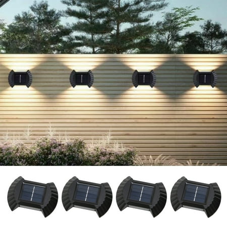 

Solar Wall Light UP And Down Illuminate Outdoor Sunlight Lamp IP65 Waterproof Modern Decor For Home Garden Porch Black 4 Pack