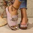 thumbnail image 5 of Domuza Womens Orthopedic Wedge Sandals, Arch Support Wide Width Open Toe Slip On Platform Shoes, Fashion Metal Buckle Comfortable Summer Beach Casual Walking Footwear Pink 5.5（EU-36）, 5 of 5