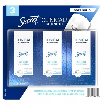 Secret Clinical Soft Solid Antiperspirant & Deodorant, Light & Fresh (3 Count)