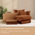 thumbnail image 4 of Amberspace Embroidery 7-piece Bed in a Bag Comforter Set with Sheets,Burnt Orange,Queen, 4 of 9