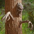 thumbnail image 4 of 3Pcs/Set Bark Sculpture Ghost Facial Design Weather Resistance Resin Whimsical Paw Bark Statue Halloween Decorations, 4 of 10