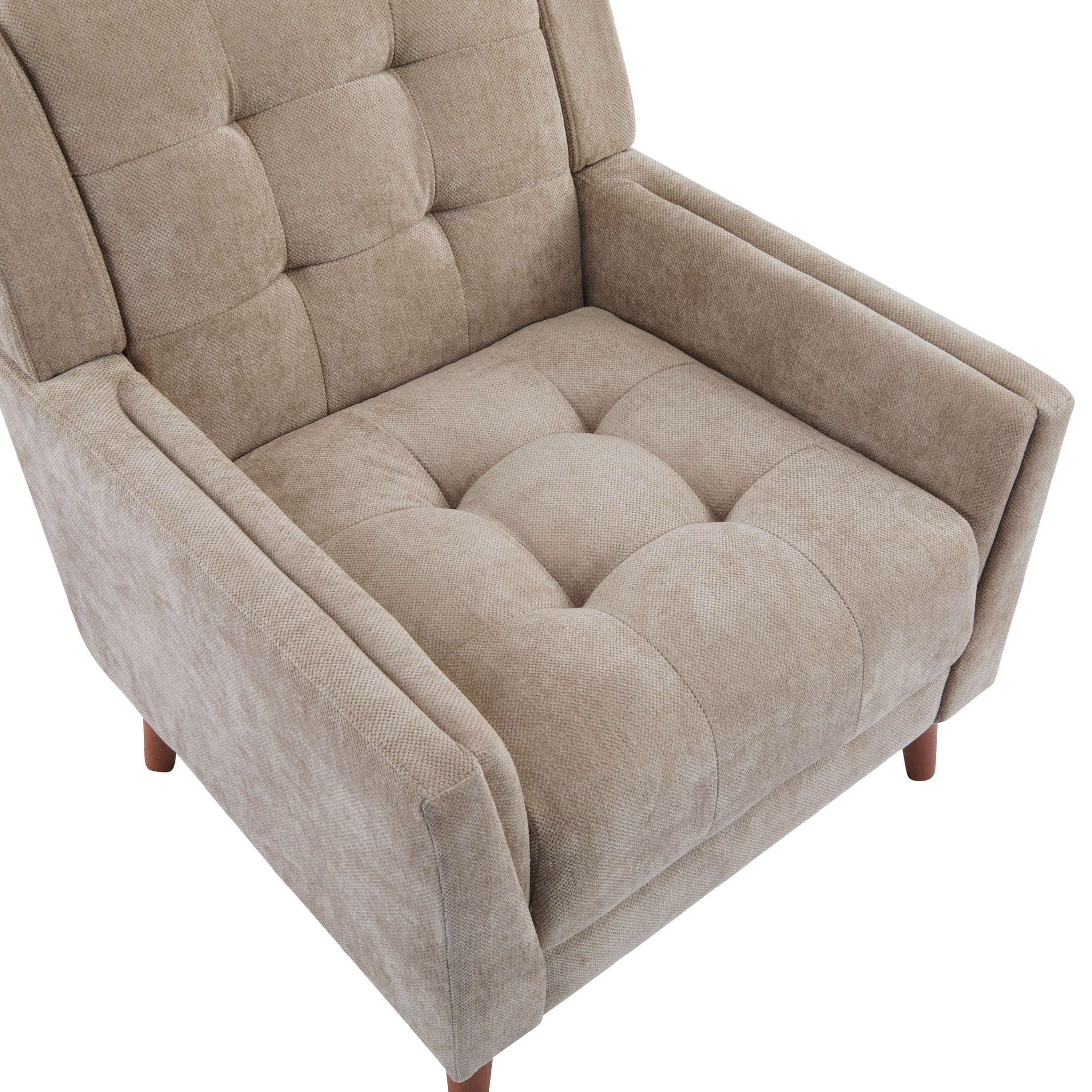 Christopher Knight Home Mid-Century Modern Armchair, Tufted Chenille Upholstery & Rubberwood Legs, Light Brown, Set of 2