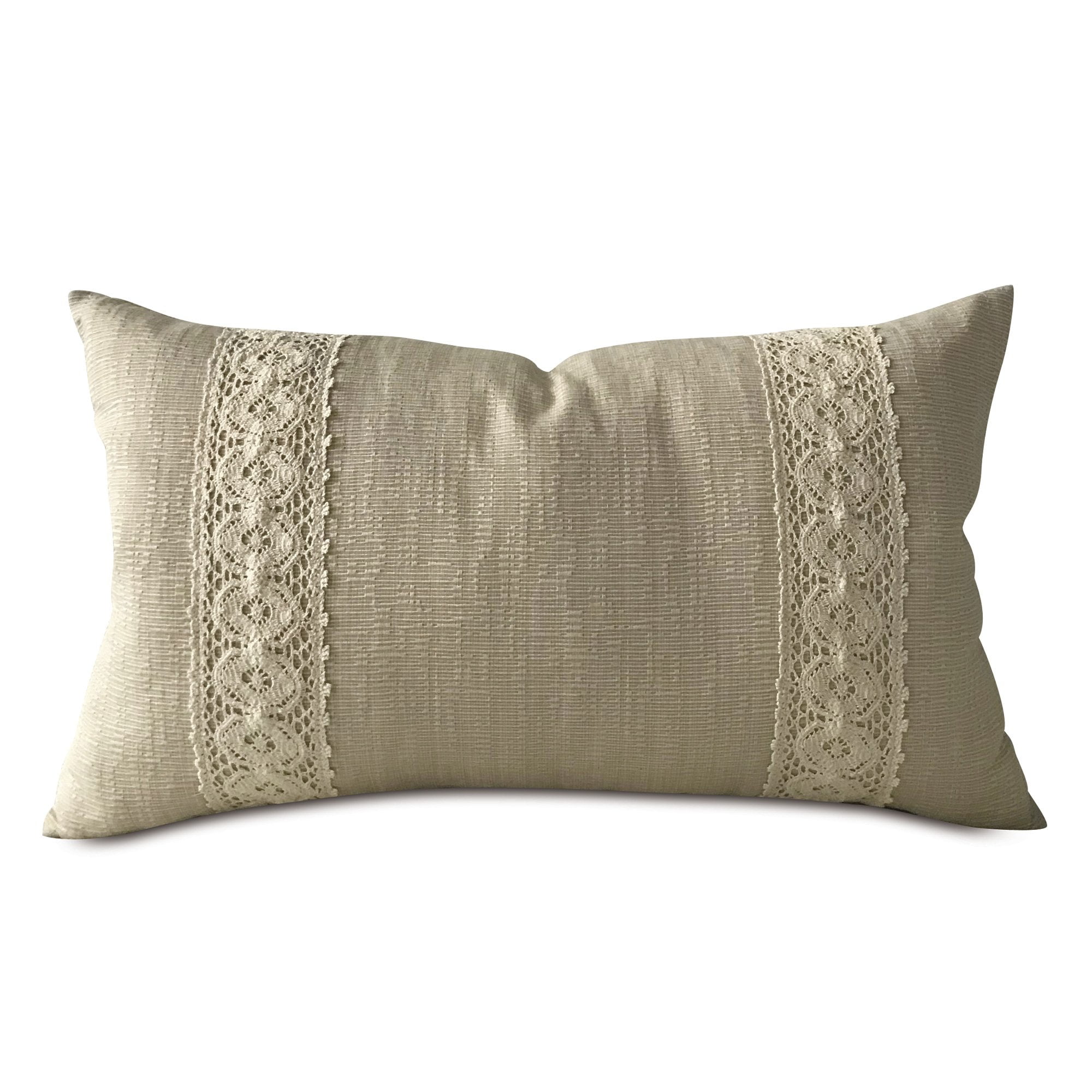 Shabby Chic Texture Beige with Lace Lumbar Pillow Cover 13