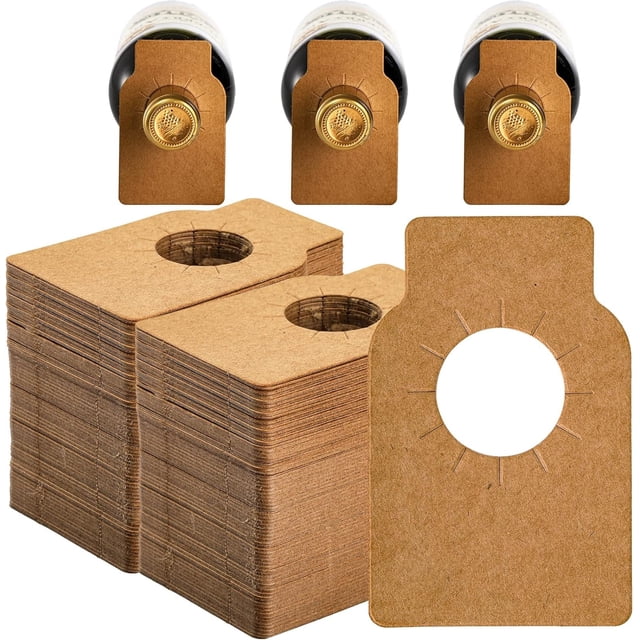 500 etiquetas para botellas de vino Kraft, etiquetas de papel para bodega, etiquetas colgantes para botellas de vino artesanales marrones, personalizadas reutilizables