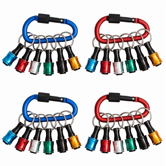 Bit Holder Keychain,4 Sets of 12PCS 1/4 Drill Bit Holder, Easy Release and Quick Change Bit Holder