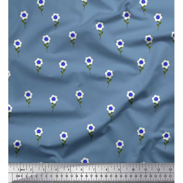 Soimoi Blue Georgette Viscose Fabric Artistic Floral Decor Fabric Printed Yard 42 Inch Wide