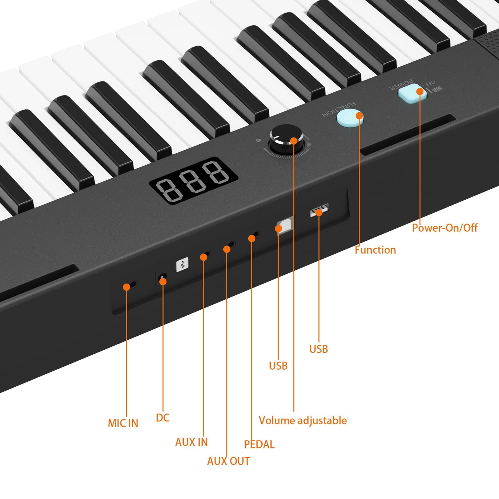 61-Key Piano Keyboard With Power Supply, Built In Speakers, Pedal,Protable Digital Music Keyboard Teaching For Beginners