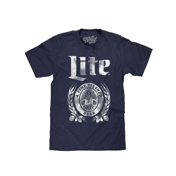 Tee Luv Miller Lite A Fine Pilsner Beer Distressed Logo T-Shirt (Men's) (M)