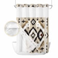 thumbnail image 2 of Black Brown Boho No Hook Shower Curtain Waterproof, Bathroom Curtains with Snap in Liners and See Through Top Window, Southwestern Geometric Ethnic Retro Hotel Style Bathtub Curtains Shower 72"Wx84"L, 2 of 8