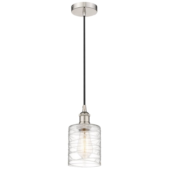 Innovations Lighting  Edison Cobbleskill - 1 Light 5" Mini Pendant Deco Swirl/Polished Nickel