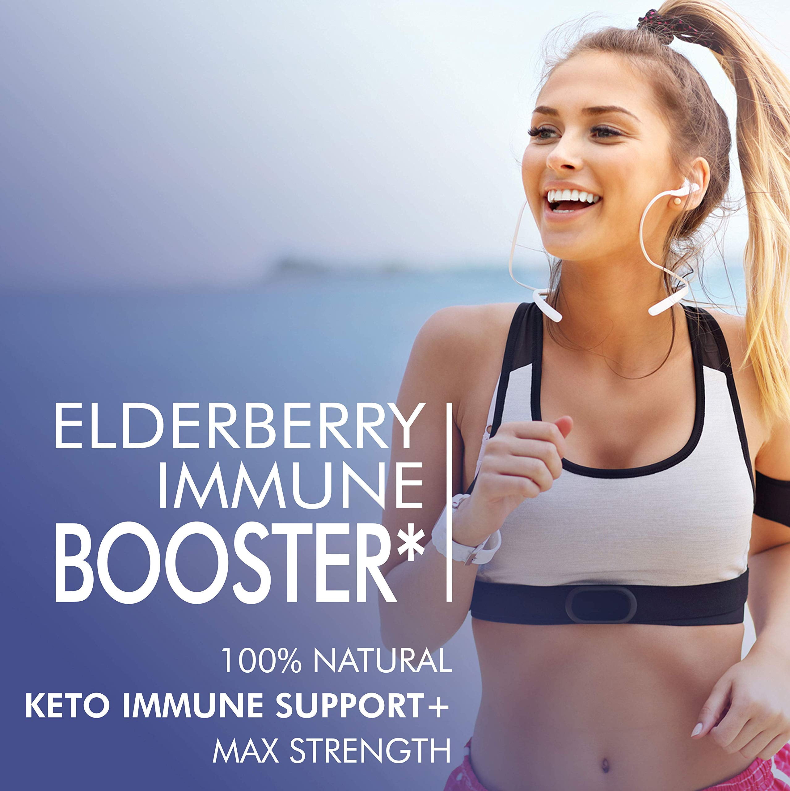 Elderberry Immune Support Supplement – Vitamin C, B6, E, Zinc, Garlic, Turmeric & Echinacea, 60 Capsules, 30-Day Daily Immune Defense for Adults