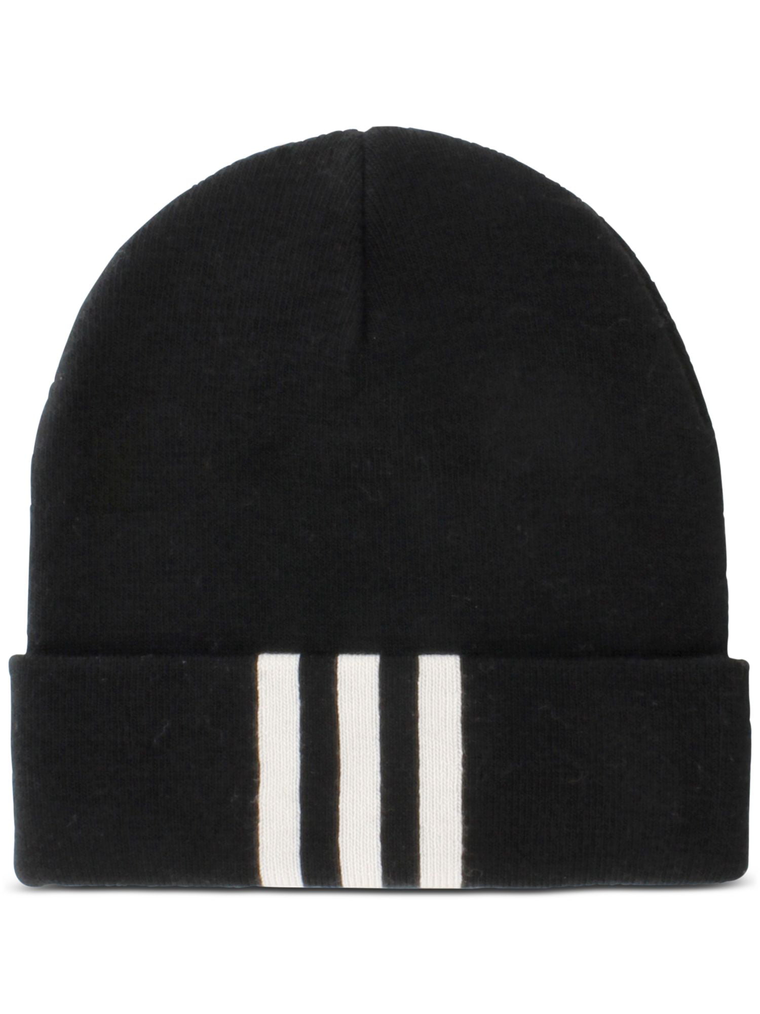 ADIDAS Logo Cap Amplifier Mens Beanie Ribbed Cuff Fold-Up Black Elastic Hat