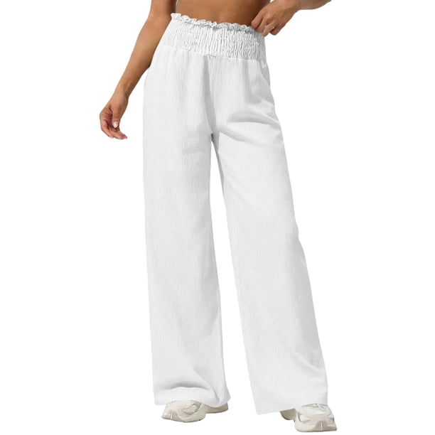 Pantalones largos para niños, de color liso, con cintura elástica y bolsillos laterales, holgados y transpirables, de poliéster.
