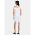 thumbnail image 2 of Madden NYC Women’s Off-the-Shoulder Mini Dress with Sharkbite Hem, Sizes XXS-XXL, 2 of 4