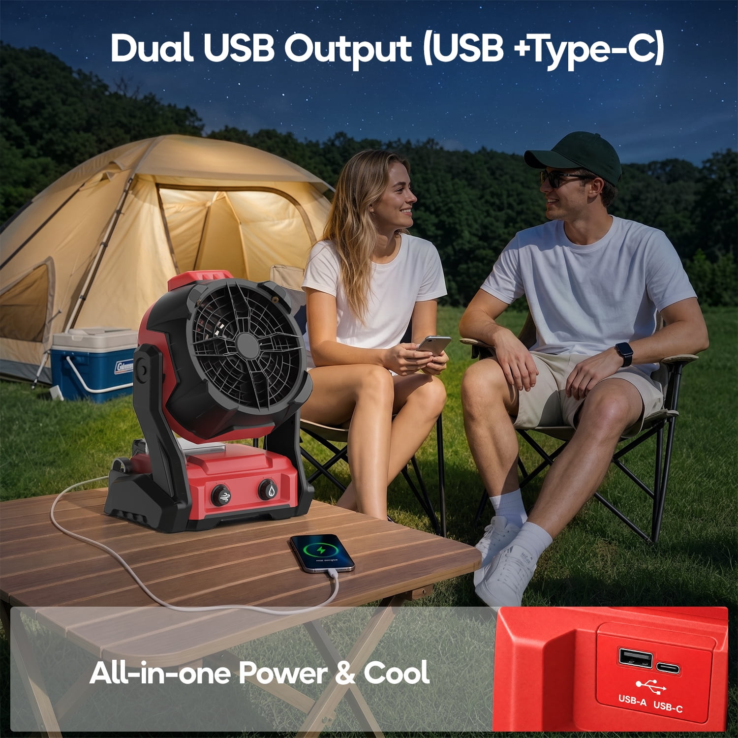 Portable Misting Fan for Milwaukee M18 Battery, Cordless Personal Cooling Fan with USB Port & Hanging Hook, Adjustable Speed for Outdoor/Indoor Use (Bare Tool)