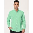 thumbnail image 3 of Camisas de vestir de manga larga con botones y rayas verticales para hombre Verde blanco S Unique Bargains Camisa, 3 of 6