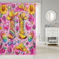 thumbnail image 2 of Western Shower Curtain Set,Groovy Cowgirl Boot Hat Flower Bathroom Set Home Decor,Farmhouse Sunflower Floral Bathroom Curtain Romantic Pink Rose Fabric Shower Curtain 72"Wx84"L, 2 of 6