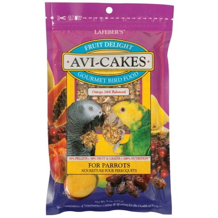 LAFEBER'S Fruit Delight Avi-Cakes Pet Bird Food, Made with Non-GMO and Human-Grade Ingredients, for Parrots, 8 oz, NUTRITIONALLY COMPLETE FORAGING.., By
