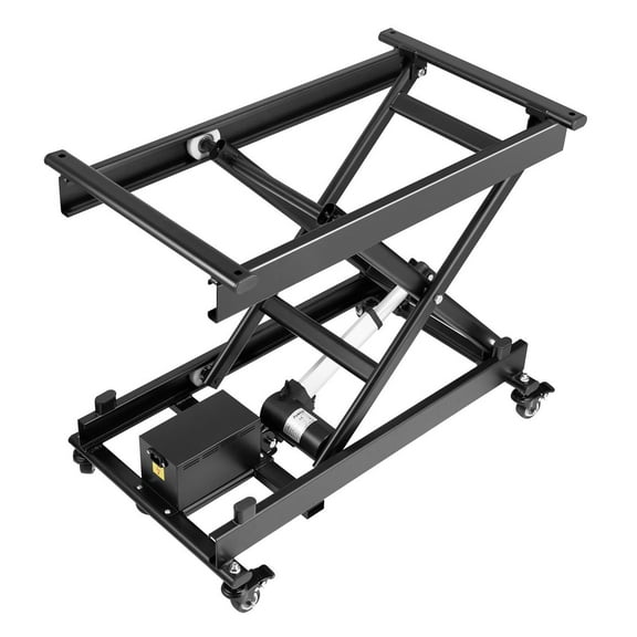 Electric Hydraulic Lift Table 330 lbs | 28in Adjustable Cart on 4 Casters | Mobile Scissor Lift Workbench