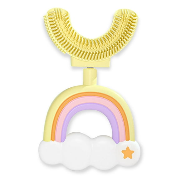 Inteprter Cepillo de para niños en forma de U de silicona Boca completa Cepillo de para bebés de doble cara Limpieza manual de la lengua Type3 NO3 Inteprter HA028521-03B