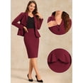 thumbnail image 2 of DARING DIVA Women's Peplum Blazer Pencil Skirt 2 Pcs Suit Set S Wine Red, 2 of 6