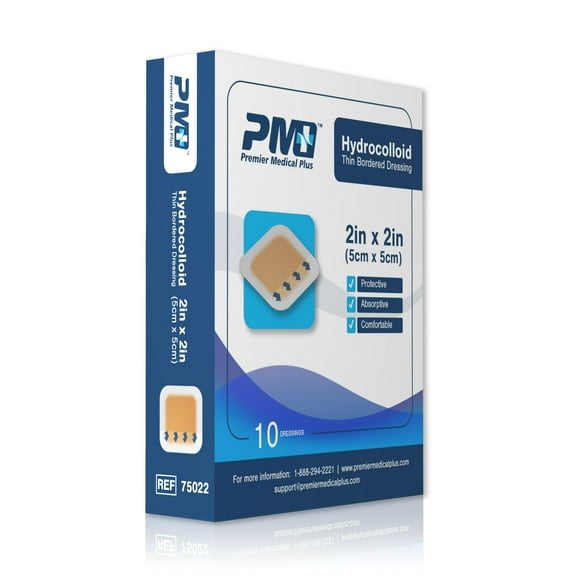 Premier Medical Plus Hydrocolloid Thin Bordered Dressing 2 x 2 (10 Pk)