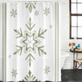 thumbnail image 2 of Sage Green Snowflake Christmas Shower Curtain, Waterproof Shower Curtains for Bathroom, Xmas Abstract Art Winter Washable Fabric Bathtub Curtain Set Bath Decor with 12 Hooks 48"x72", 2 of 8