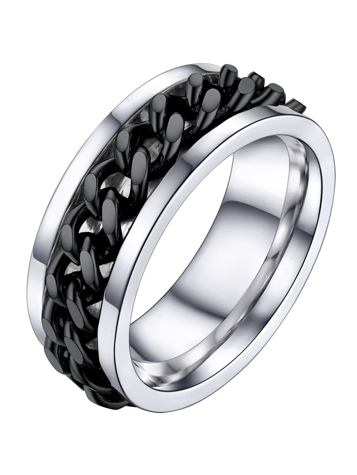 Anillos Giratorios Para Ansiedad Hombre - Acero Inoxidable Negro Y Dorado, Múltiples Tamaños
