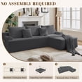 thumbnail image 5 of 106" Modular Cloud Sectional Sofa, L-Shape Sofa for Living Room, 57" Deep Boneless Couch with 5 Pillows, Cup Holders & Side Pockets, Ultra-Soft Corduroy, No Assembly,Right-Facing Chaise,Dark Grey, 5 of 9