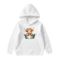 thumbnail image 3 of Tiijoy Girls Cute Highland Cow Hoodie Kids Casual Cozy Hooded Sweatshirt, White, 3 of 4