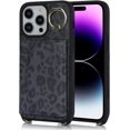 thumbnail image 5 of for iPhone 14 Pro Case with Card Holder for Women,for iPhone 14 Pro Phone Case Wallet with Strap,Credit Card Holder,Ring Stand,Crossbody Lanyard,PU Leather Phone Cases 6.1''(Black Leopard), 5 of 18