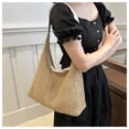 thumbnail image 4 of Xiao Hua Bolso de hombro tejido para mujer, bolso de mano y neceser, elegante bolso de playa para verano, 32 x 11 x 35 cm (blanco), 4 of 5