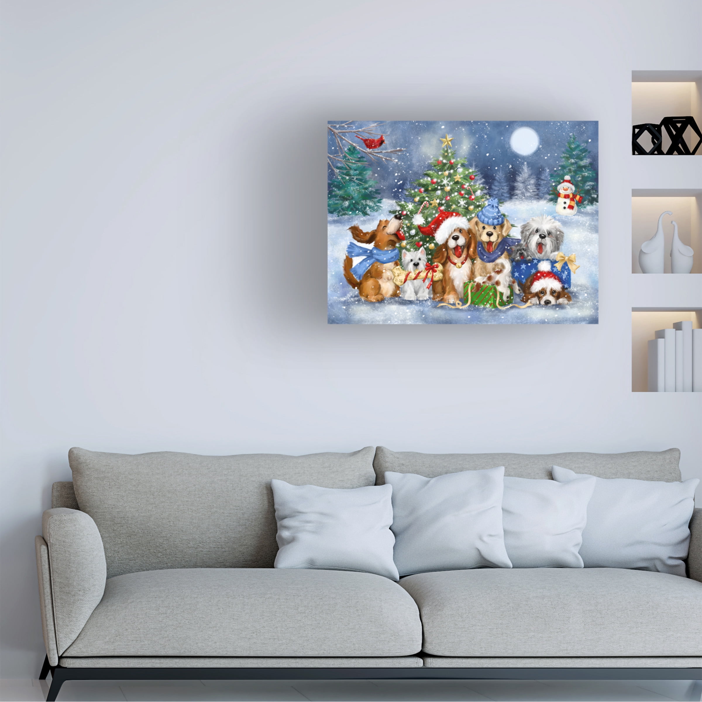 MAKIKO 'Christmas Cheerful Dogs' Canvas Art
