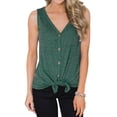 thumbnail image 2 of keepw Débardeur Sans Manches pour Femmes Col en V Boutons Nœud devant Vert TG, 2 of 6