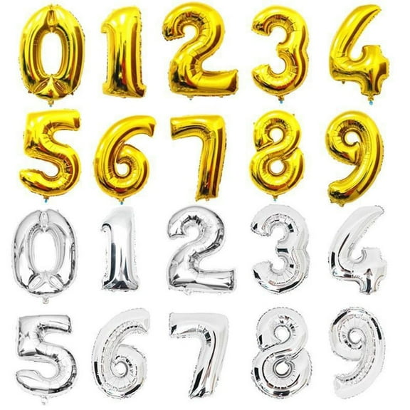Raindrops Golden Aluminum Foil Number Balloons for Party Decorations Safe 10pcs Size 16 Inch