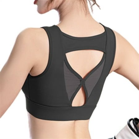 

Women s Slim Fit Workout Crop Tank Top Sleeveless Open Navel Hollow Back Bra Black S